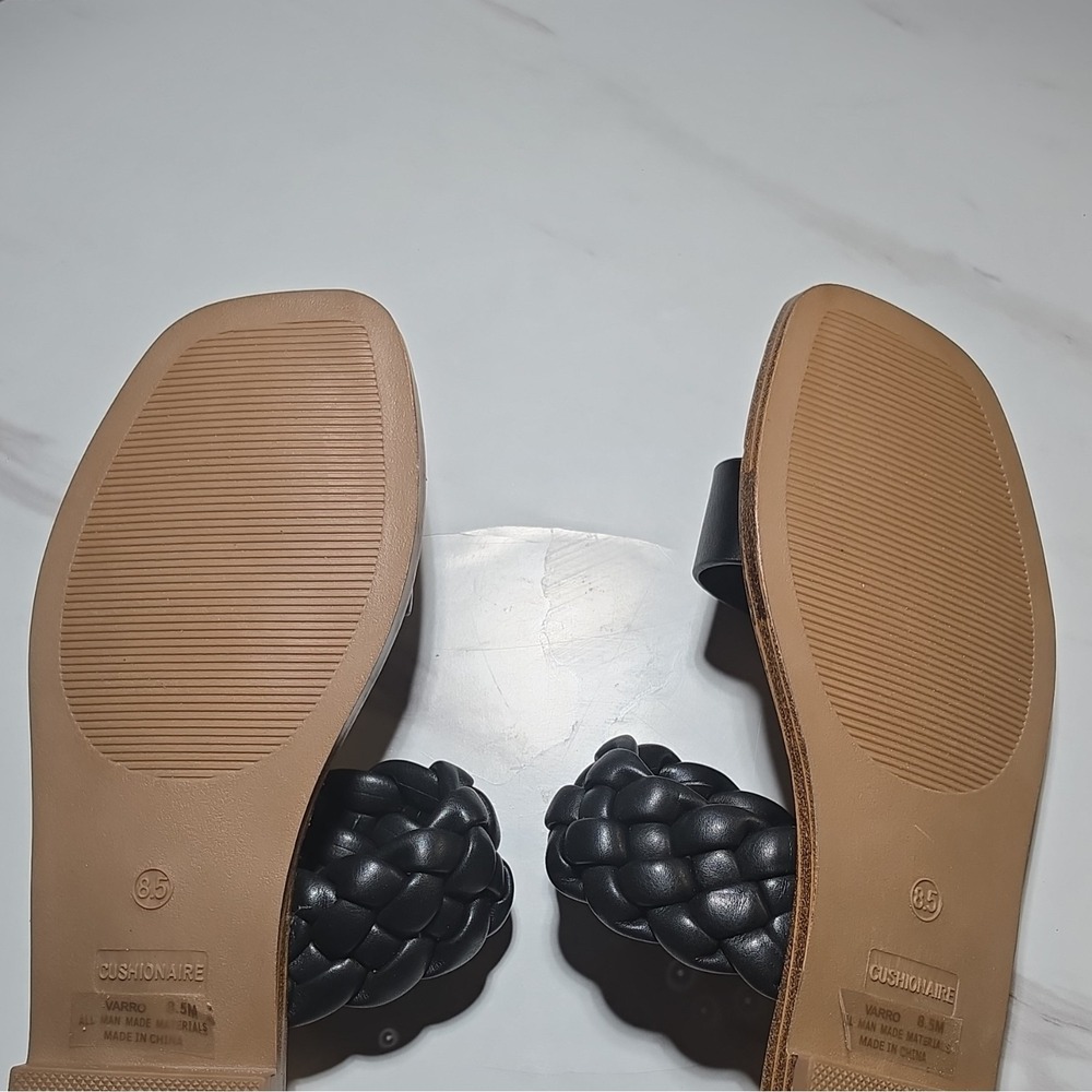 Cushionaire Women's Black Braided Studded Memory Foam Flat Sandals Size 8.5 - Picture 3 of 6
